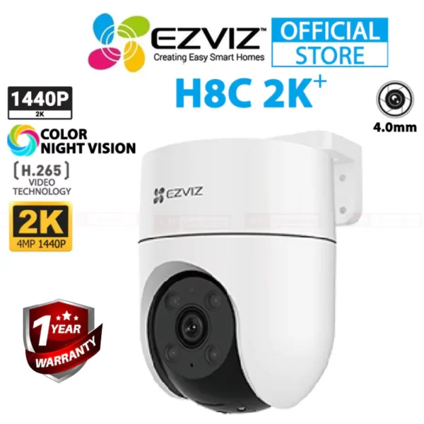 EZVIZ H8c 4MP Outdoor Camera AI Human Detection Two Way Tallk WIFI Color Camera
