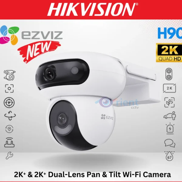 EZVIZ Dual Lens Camera H90 Dual Rotations 2K Pan & Tilt 4mp Outdoor Wi-Fi Camera