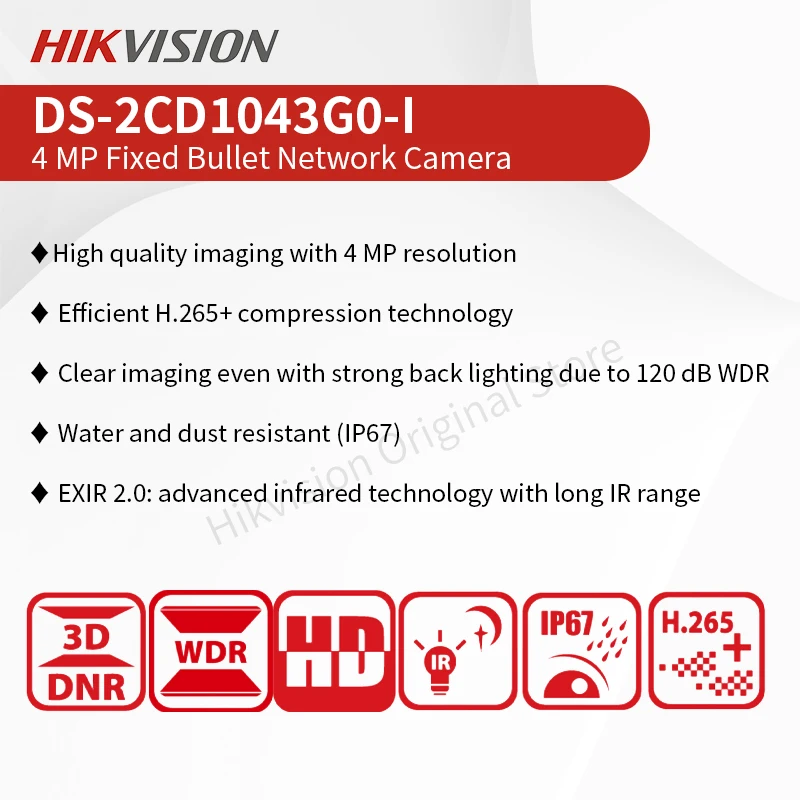 Hikvision-4MP-Mini-Bullet-Camera-DS-2CD1043G0-I-Outdoor-Motion-Detection-Security-CCTV-Night-Vision-30m-1.webp Hikvision 4MP Mini IP Bullet Camera DS-2CD1043G0-I Outdoor Motion Detection Security CCTV Night Vision 30m H.265+ PoE Camera - Image 2
