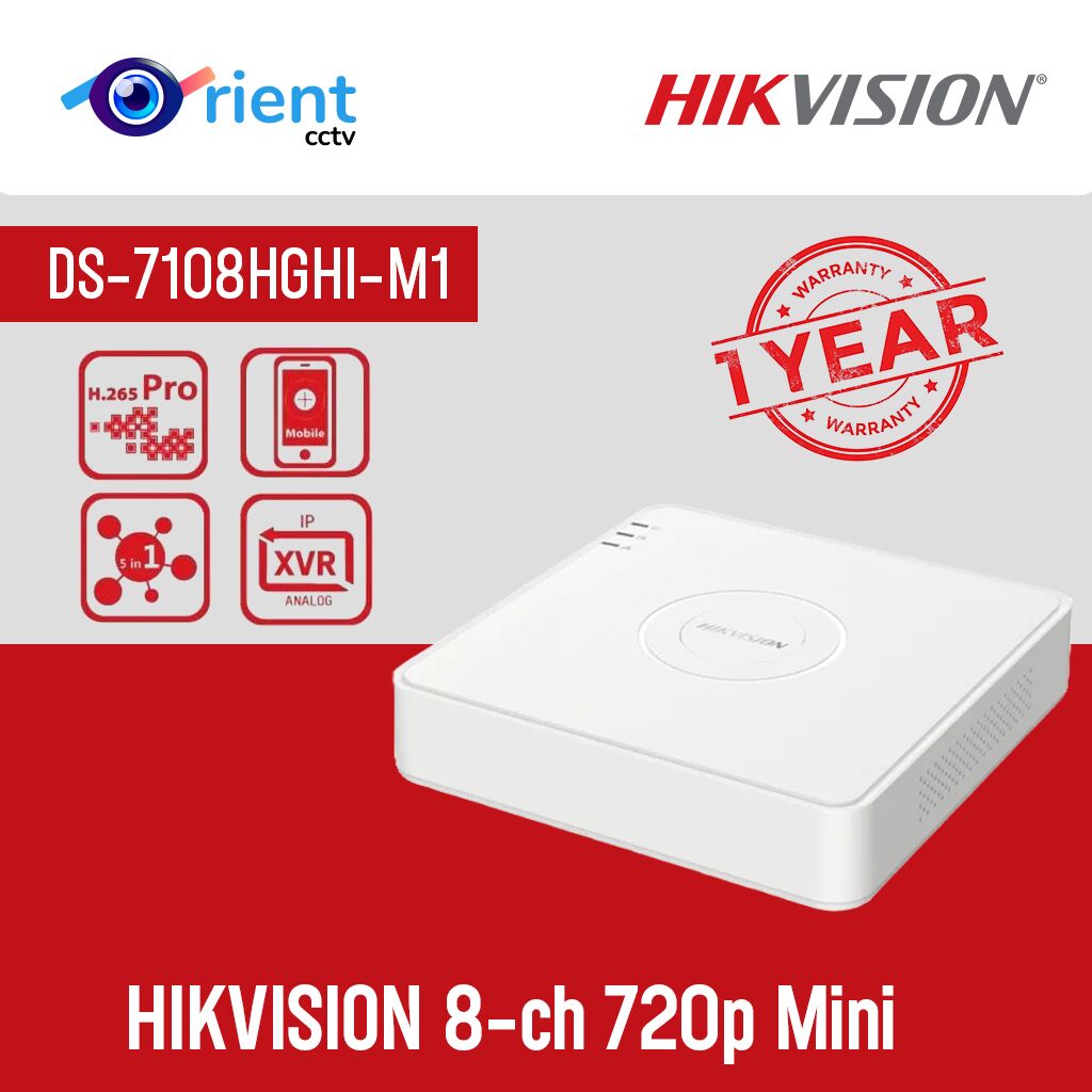 8 HIKVISION 8-ch 720p Mini 1U H.265 DVR DS-7108HGHI-M1 AI Human Detection XVR DVR - Image 1