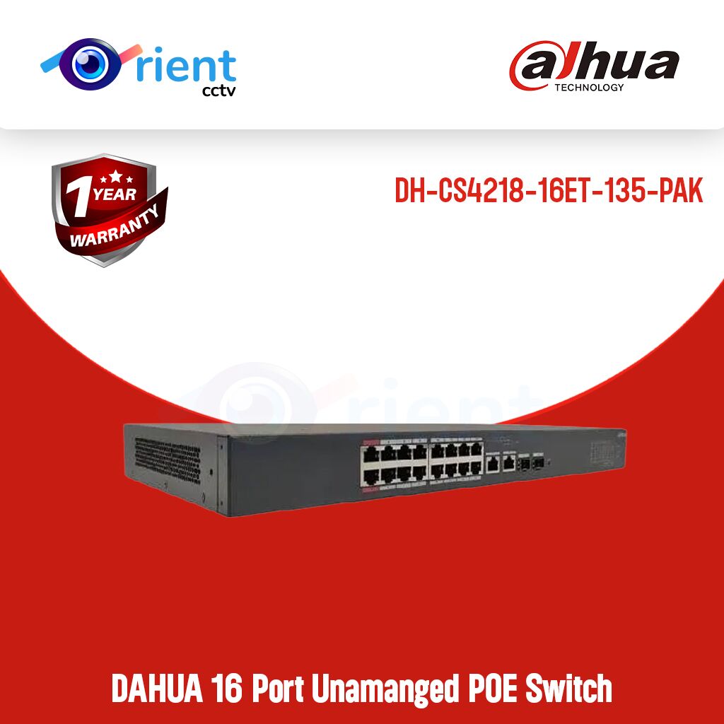 DH-CS4218-16ET-135-PAK 16 Port Unamanged POE Switch DH-CS4218-16ET-135-PAK 16 Port Unamanged POE Switch - Image 1