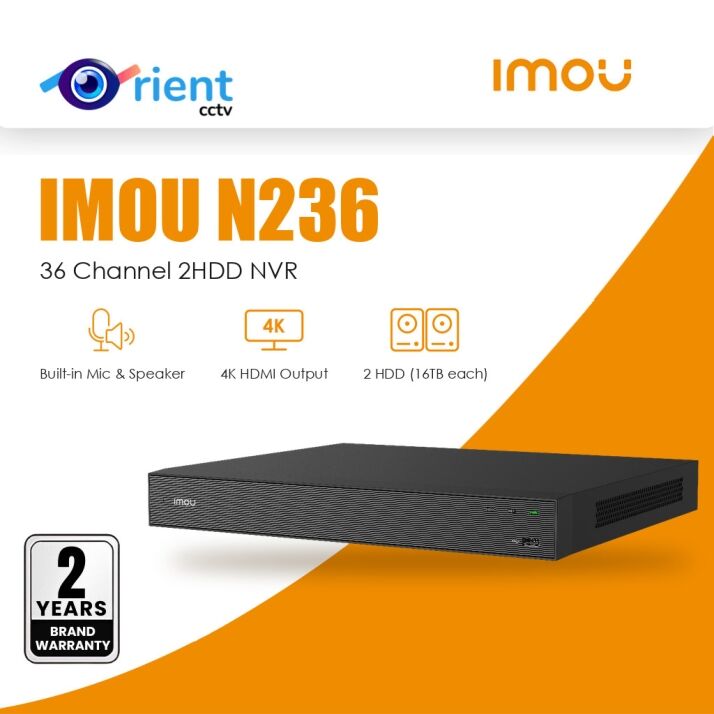 IMOU N236 36 Channel 2HDD NVR - Orient CCTV IMOU N236 36 Channel 2HDD NVR (NVR-N236-8A0E) - Orient CCTV