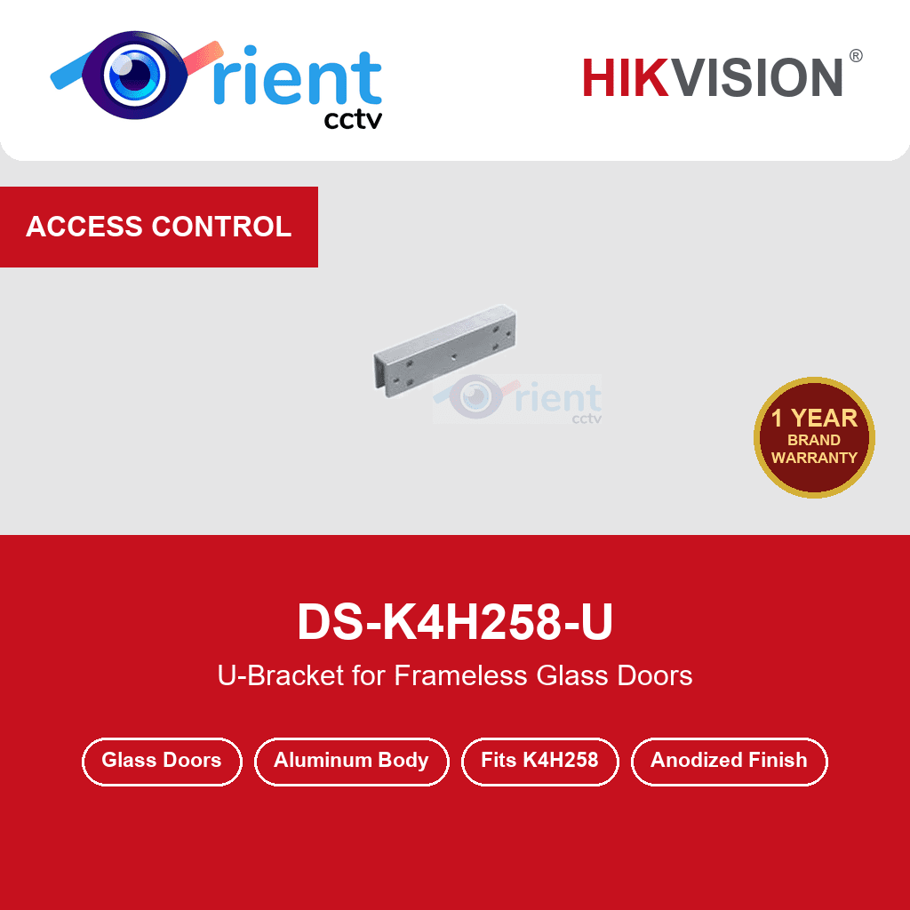 HIKVISION DS-K4H258-U U-Bracket for DS-K4H258 Magnetic Lock | Frameless Glass Doors | Aluminum HIKVISION DS-K4H258-U U-Bracket for DS-K4H258 Magnetic Lock | Frameless Glass Doors | Aluminum