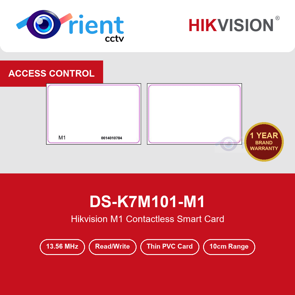 HIKVISION DS-K7M101-M1 Mifare M1 Card | 13.56MHz Contactless Smart Card | Read/Write | White PVC HIKVISION DS-K7M101-M1 Mifare M1 Card | 13.56MHz Contactless Smart Card | Read/Write | White PVC