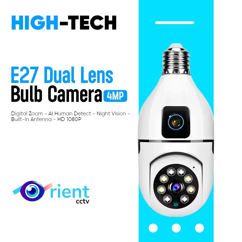10 Dual Lens 4MP HIGH TECH E27 Bulb Camera V380 D200 - Image 1