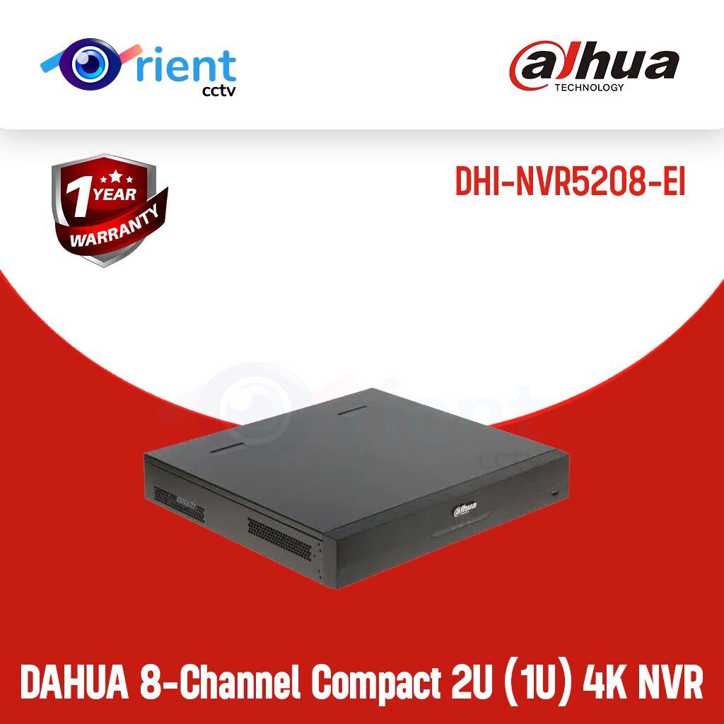 Dahua DHI-NVR5208-EI 8-Channel Compact 2U (1U) 4K NVR Dahua DHI-NVR5208-EI — 8-Channel Compact 2U (1U) 4K NVR - Image 1