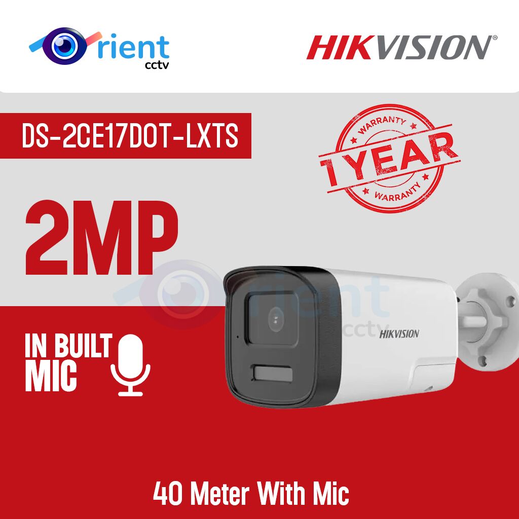 Hikvision DS-2CE17D0T-LXTS 40 Meter 2MP Color With Mic Hikvision DS-2CE17D0T-LXTS 40 Meter 2MP Color With Mic - Image 1