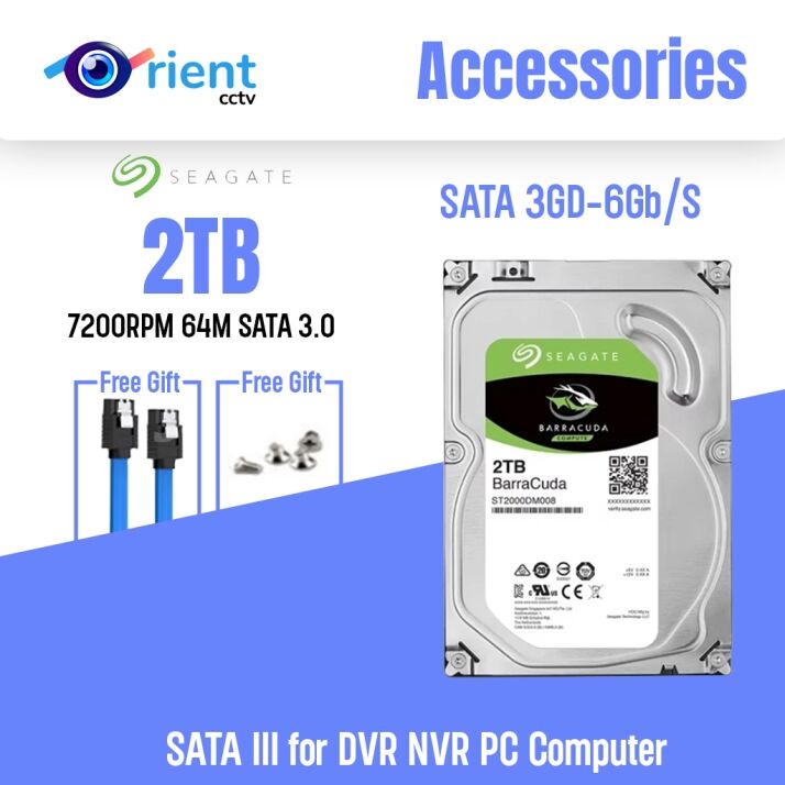 Seagate 2TB Hard Drive Disk New HDD Desktop Internal HD 2000GB 2TB Hard disk 7200RPM 64M 3.5" 6Gb/s Cache SATA III for  DVR NVR PC Computer - Image 1