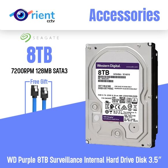 WD Purple 8TB Surveillance Internal Hard Drive Disk 3.5" Cache SATA III 6Gb/s HDD HD Harddisk for CCTV DVR NVR PC Computer - Image 1