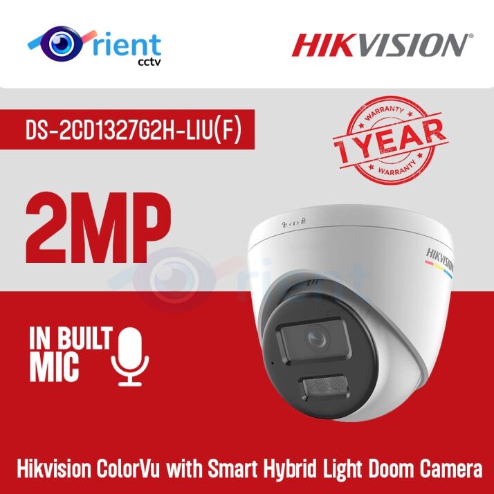 Hikvision DS-2CD1327G2H-LIU(F) 2 MP ColorVu with Smart Hybrid Light Doom Camera Hikvision DS-2CD1327G2H-LIU(F) 2 MP ColorVu with Smart Hybrid Light Doom Camera - Image 1