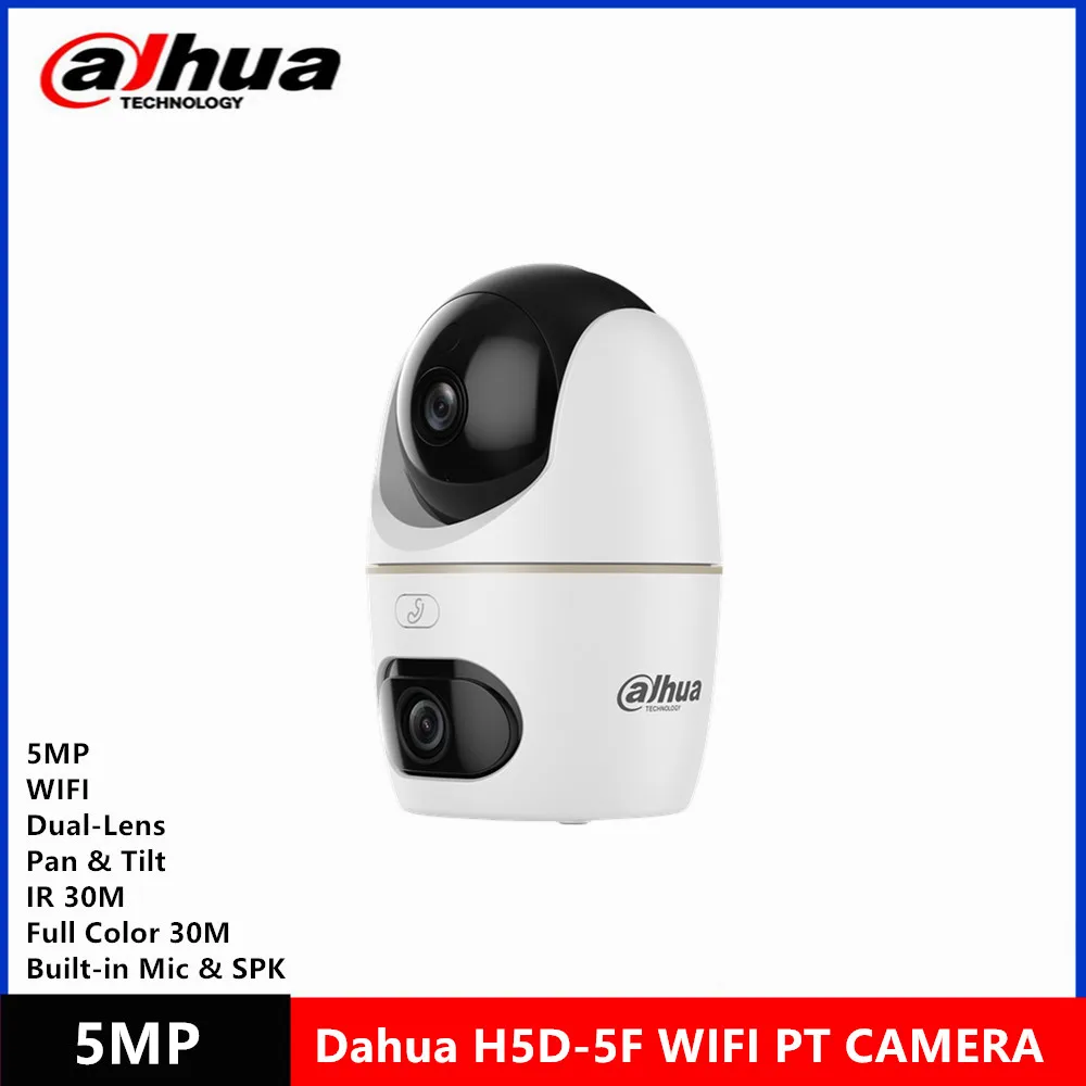Dahua Indoor Dual Lens Wifi Camera  DH-H5D-5F 5+5MP 3.6MM IR 30M & Full Color 30M  Pan & Tilt built-in Mic & Spk Human Detection - Image 1