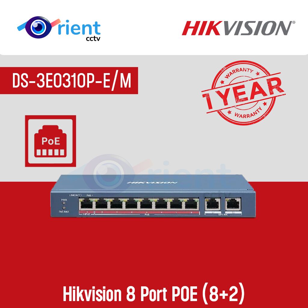 Hikvision 8 Port POE DS-3E0310P-E M (8+2) Hikvision 8 Port POE DS-3E0310P-E/M (8+2) - Image 1