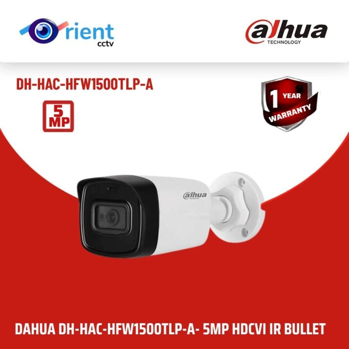 DH-HAC-HFW1500TLP-A Dahua DH-HAC-HFW1500TLP-A 5MP Bullet CCTV Camera with 80m Night Vision & Built-in Audio – Outdoor Security Camera Pakistan - Image 1