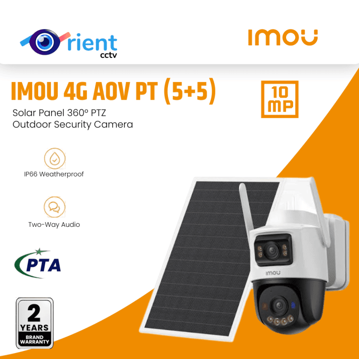 IMOU AOV PT 10MP (5MP+5MP) With Solar Panel 360° PTZ Outadoor Security Camera 4G LTE PTA Approved Wifi Network 10000mAh Battery Auto Tracking IP Camera - Image 1