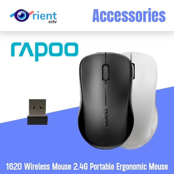 Rapoo 1620 Wireless Mouse 2.4G Portable Ergonomic Mouse 3 Buttons Silent Mouse Mice for Laptop Computer PC Windows Mac Office - Image 1