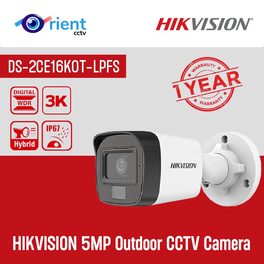 HIKVISION 5MP DS-FS2CE16K0T-LP Outdoor Dual Light + Audio MIC + Motion Alert Wired CCTV Camera | Compatible - Image 1