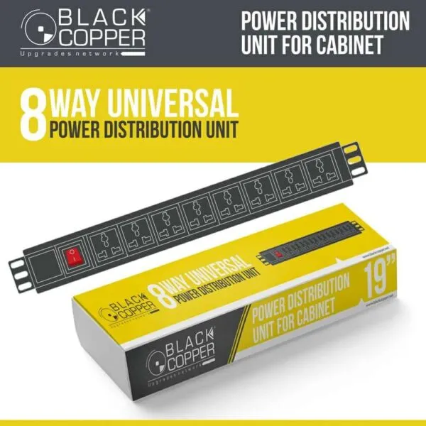 Black Copper  8-Port Rackmount Power Distribution Unit with Surge Protection - Image 1