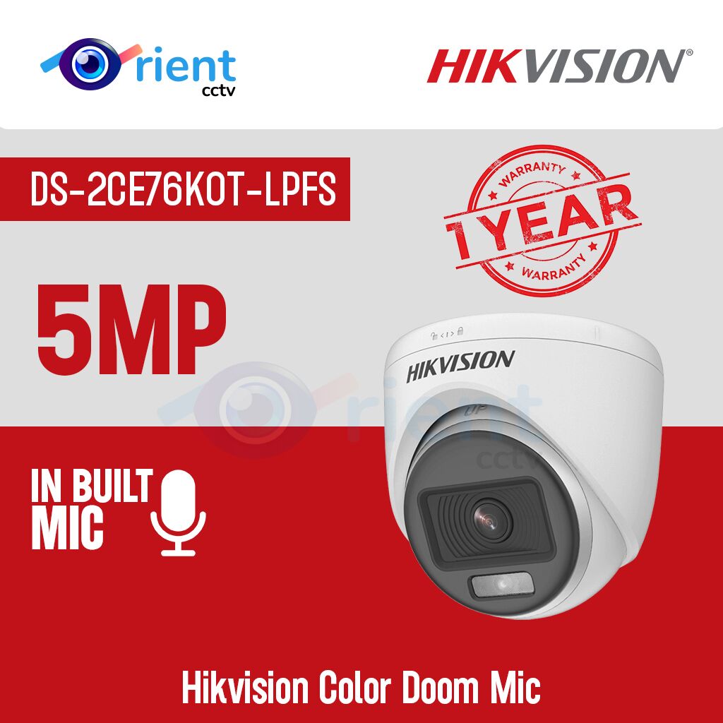 Hikvision DS-2CE76K0T-LPFS 5MP Color Doom Mic - Image 1