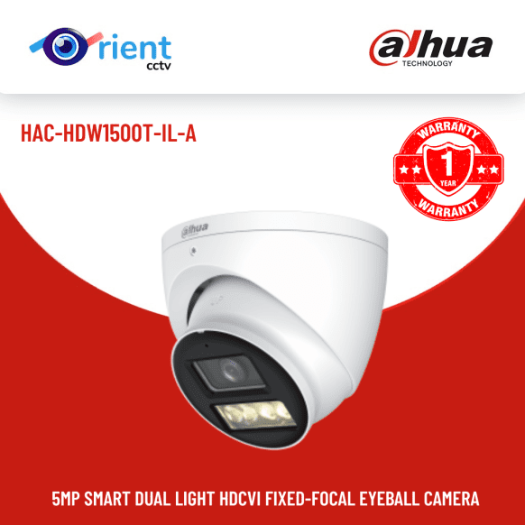 DAHUA HAC-HDW-1500T-IL-A 5MP Smart Dual Light TWO WAY TALK HDCVI Fixed-focal Eyeball DOOM Camera - Image 1