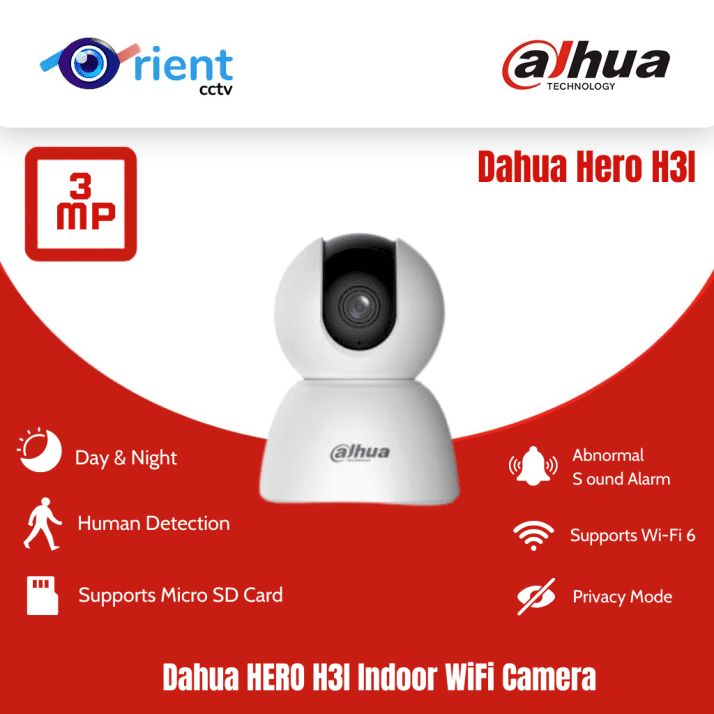 1 Dahua H3i 3MP Indoor WiFi Security Camera Smart Pan & Tilt CCTV Camera - Image 1