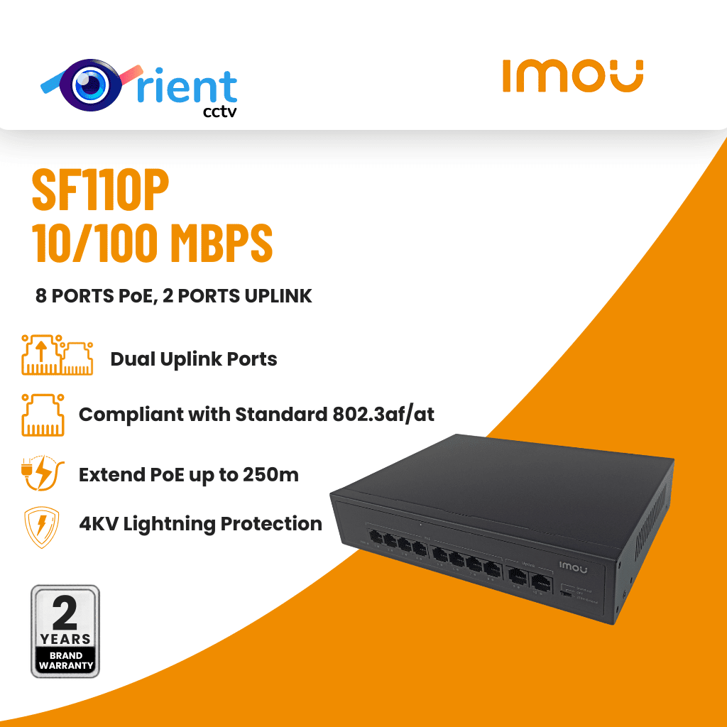 IMOU SF110P 10 Port 65W PoE 8+2 Uplink Switch with Long Range 250m Support - Image 1