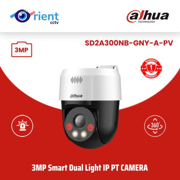 1 Dahua SD2A300NB-GNY-A-PV 3MP PT IP Network Camera with Two-Way Audio - Image 1