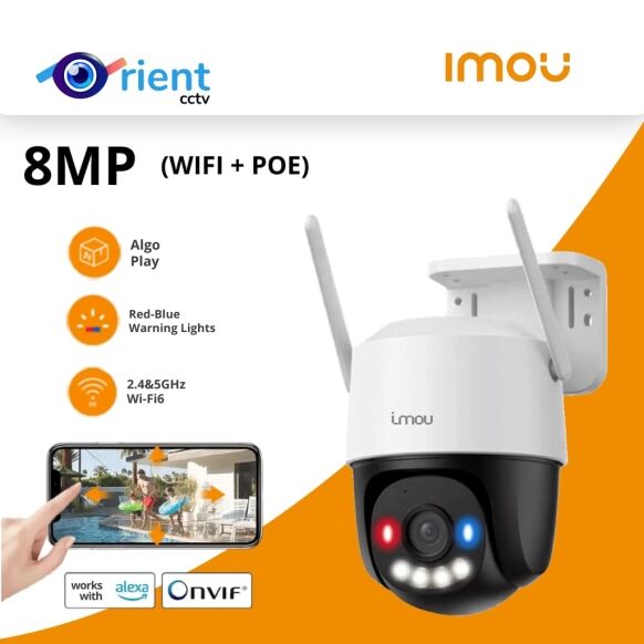 (Wifi + Poe) Imou Cruiser SC 8MP 4K Occutdoor Security Wifi IP Camera POE Connection AOR Mode Red-Blue warning lights Algo Play Surveilliance - Image 1