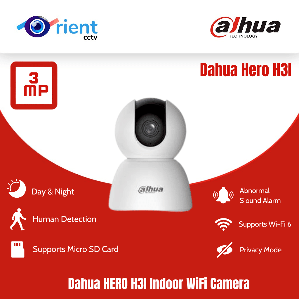 1 Dahua H3i 3MP Indoor WiFi Security Camera Smart Pan & Tilt CCTV Camera - Image 1