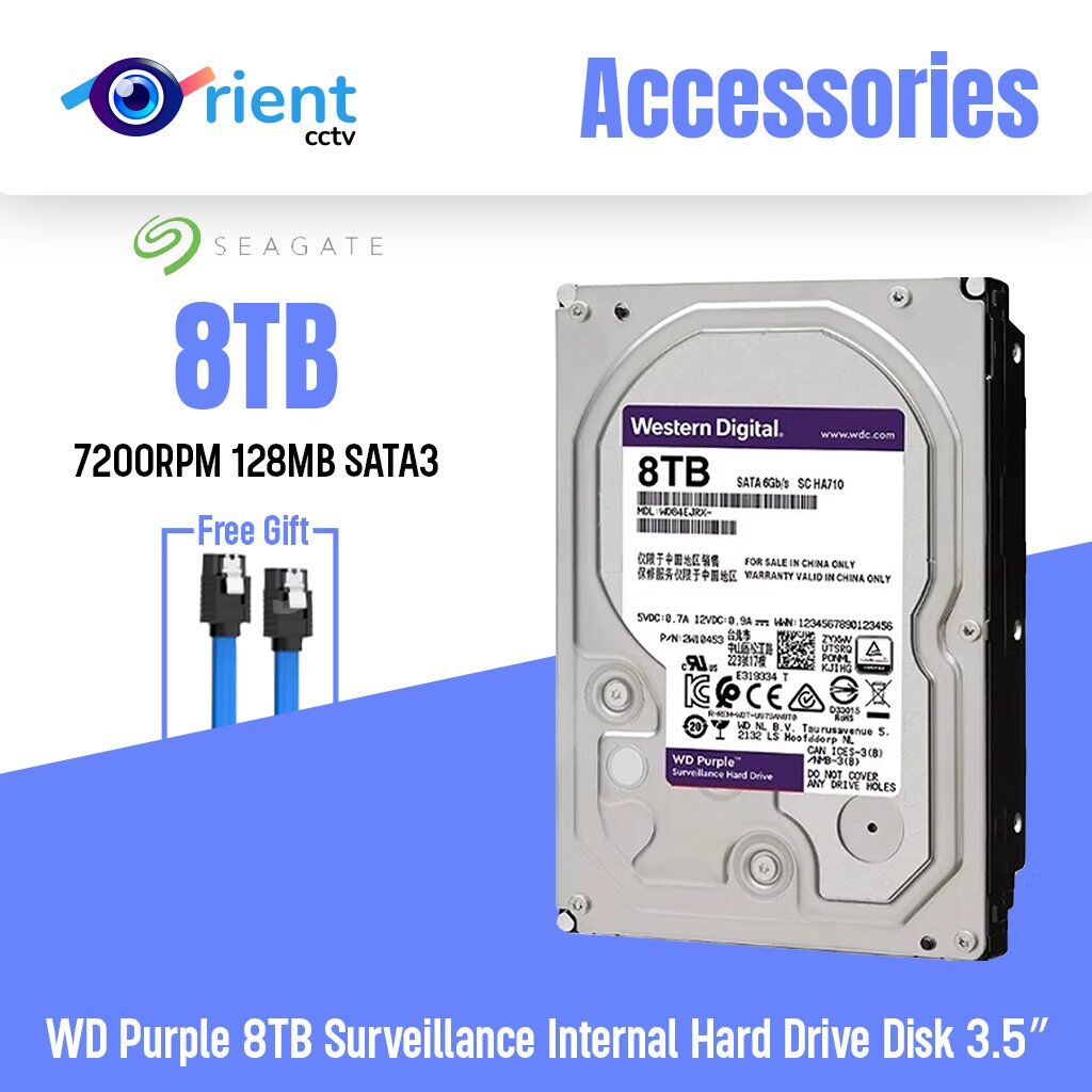 18 WD Purple 8TB Surveillance Internal Hard Drive Disk 3.5" Cache SATA III 6Gb/s HDD HD Harddisk for CCTV DVR NVR PC Computer - Image 1